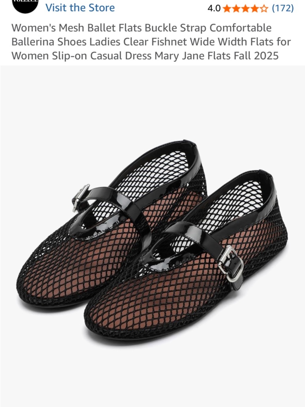 Women’s Black Mesh Mary Jane Flats with Buckle Strap